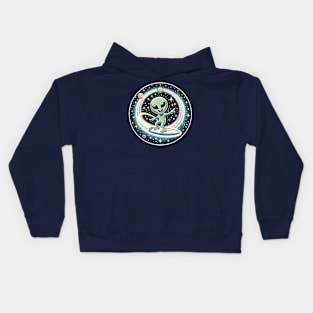 Alien Surfing in Outer Space Kids Hoodie